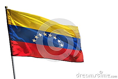 Fluttering Venezuela flag on clear white background isolated Stock Photo