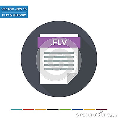 FLV animation video document file format flat icon Vector Illustration