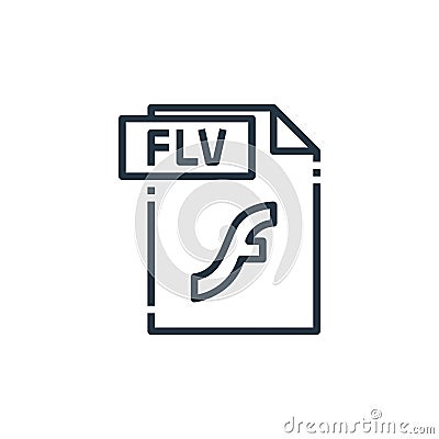 flv file vector icon isolated on white background. Outline, thin line flv file icon for website design and mobile, app development Vector Illustration