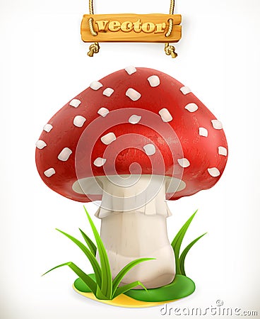 Fly agaric mushroom, vector icon Vector Illustration