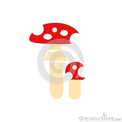 Fly agaric toadstool icon. Vector isolated flat color icon. Modern glyph sticker design. Illustrations of mushrooms Vector Illustration