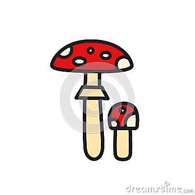 Fly agaric toadstool icon. Vector isolated linear color icon contour shape outline. Thin line. Modern glyph design Vector Illustration