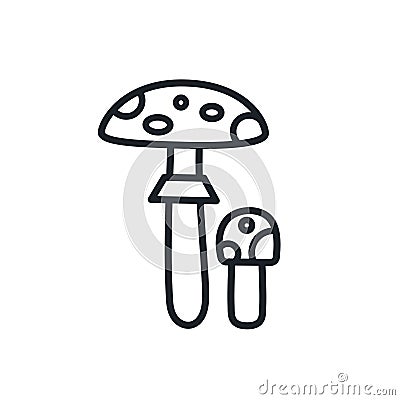 Fly agaric toadstool icon. Vector isolated linear icon contour shape outline. Thin line. Modern glyph design. Mushrooms Vector Illustration