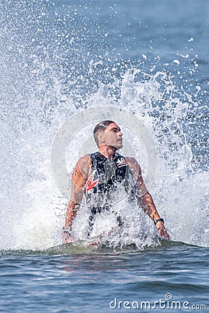 Fly board extreme sports adventure , summer beach sports Editorial Stock Photo