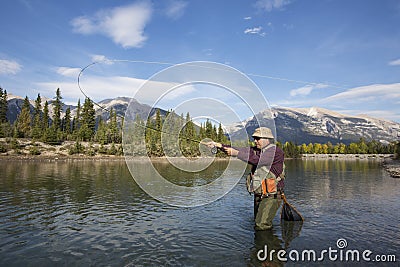 Fly Casting Stock Photo