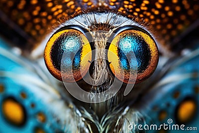 Fly close wild nature eye bug wildlife animal head closeup macro insect Stock Photo