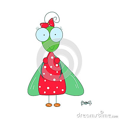 Fly cute clothes and spider insects picture cartoon style Vector Illustration