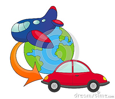 Fly and drive icon Stock Photo