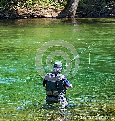 Fly Fishing on the Roanoke River, Virginia, USA Editorial Stock Photo