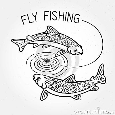 Fly fishing. Vector Illustration