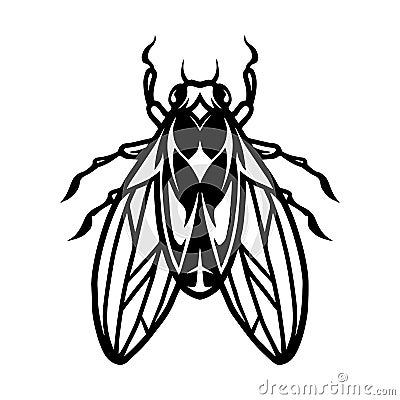 Fly insect tattoo template Vector Illustration