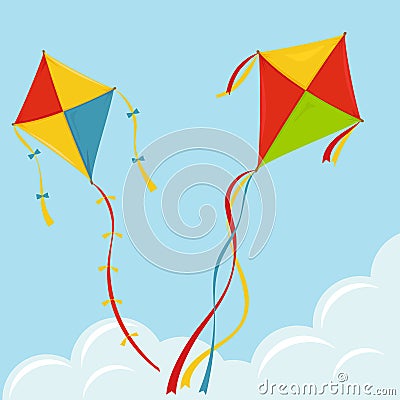 Fly Kite in Sky, vector Vector Illustration