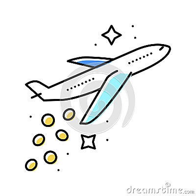 fly plane financial freedom money color icon vector illustration Vector Illustration
