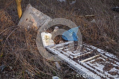 Dumped Rubbish.Fly tipping in the UK Stock Photo