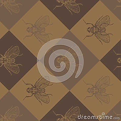 Fly vector seamless coffee pattern Vector Illustration