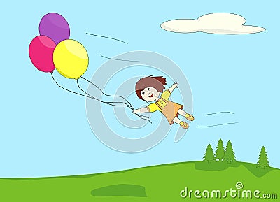 Flyaway balloons Vector Illustration