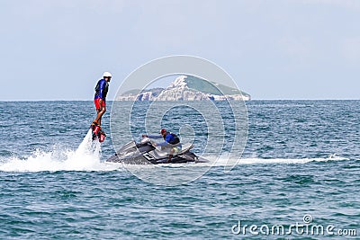 Flyboarding in Panama Editorial Stock Photo