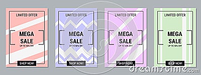 Mega sale banner, business flyer vector templates Vector Illustration