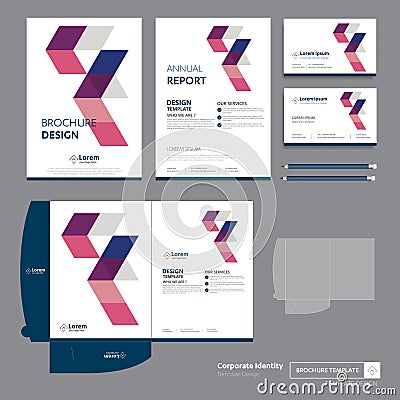 Flyer brochure business annual report cover template design Corporate Business Identity Folder digital technology company Element Vector Illustration