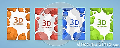 Flyer 3d balls polygons cover color art. Vector Illustration