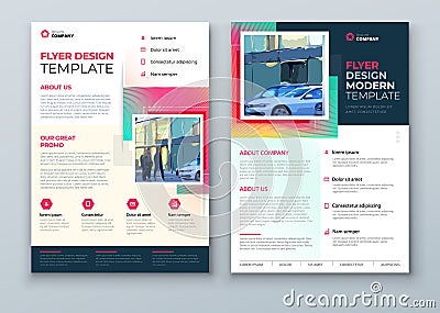 Flyer design. Corporate Template Layout for Flyer Mockup. Modern Concept with Square Rhombus Shapes. Vector Flyer Vector Illustration