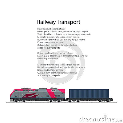 Flyer Locomotive with Cargo Container Vector Illustration