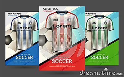 Flyer & Poster Cover design template with Soccer jersey and t-shirt sport mockup uniform. Vector Illustration