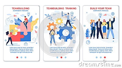 Flyer Set Teambuilding and Corporate Training. Vector Illustration