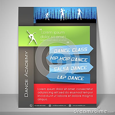 Flyer, template and banner for dance academy. Stock Photo