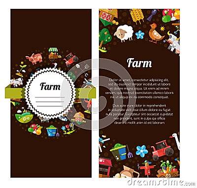 Flyer template of modern flat design farm and Vector Illustration