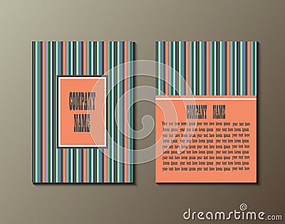 Flyer template with striped pattern. Vector Illustration