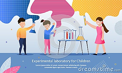 Flyer Written Experimental Laboratory for Children Vector Illustration