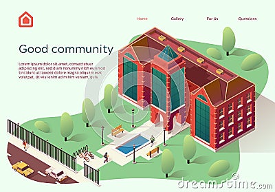 Flyer is Written Good Community Cartoon Flat. Vector Illustration