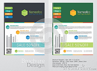 Flyers for business in a creative two different color patches in a creative gradient color background Vector Illustration