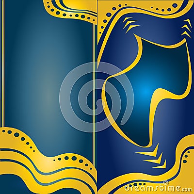 Flyers or cards - Design in dark blue and yellow with circles an Stock Photo