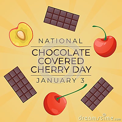 Flyers honoring National Chocolate Covered Cherry Day or promoting associated events can utilize National Chocolate Covered Cherry Vector Illustration