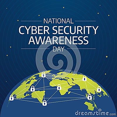 Flyers promoting National Cybersecurity Awareness Month or associated events can utilize the National Cybersecurity Awareness Vector Illustration