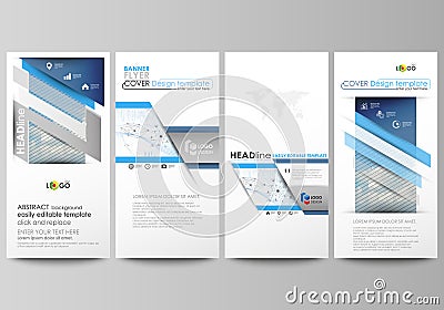 Flyers set, modern banners. Business templates. Cover design template, vector layouts. Blue color abstract infographic Vector Illustration