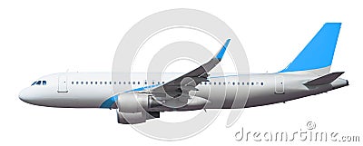 Flying aircraft isolated on white background Stock Photo