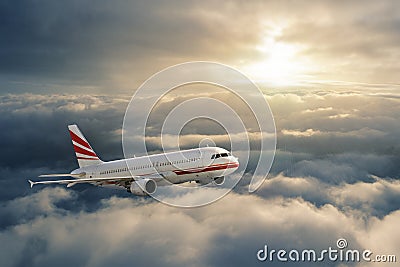 Flying airplane Stock Photo