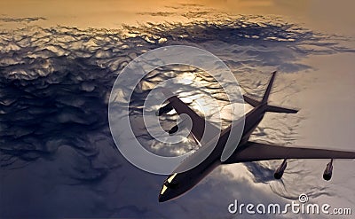 Flying airplane Stock Photo