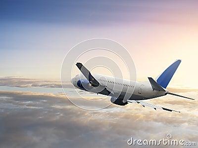 Flying airplane Stock Photo