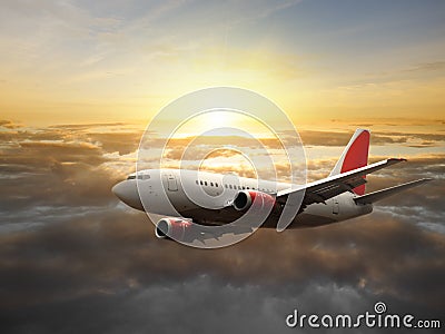 Flying airplane Stock Photo