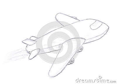 Flying airplane sketch Stock Photo