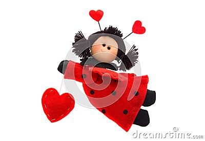 Flying angel with heart Stock Photo