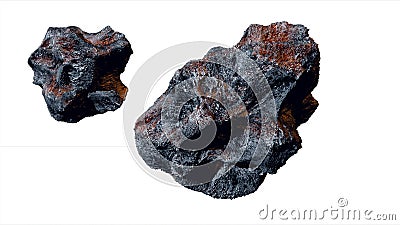 Flying asteroid, meteorite. isolate. 3d rendering Stock Photo