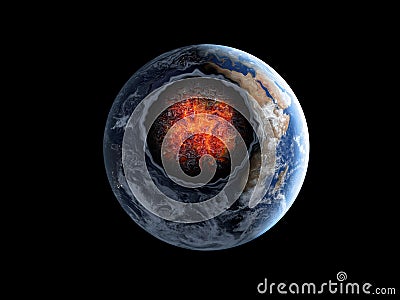 Flying asteroid, meteorite to Earth. outer space. Armageddon Stock Photo