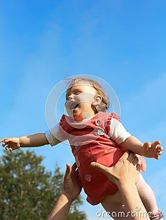 Flying baby Stock Photo