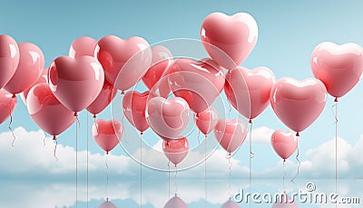 Flying balloons bring joy and love to celebration events generated by AI Stock Photo
