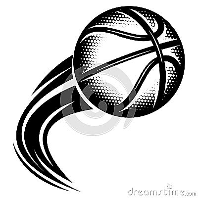 Flying basketball ball. Monochrome vector template Vector Illustration